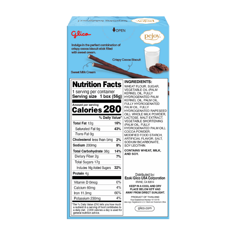 Pejoy Milk & Cookies 1.98 oz (Non-GMO) - Back