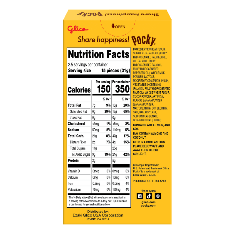 Pocky Banana 2.47 oz (Non-GMO) - Back