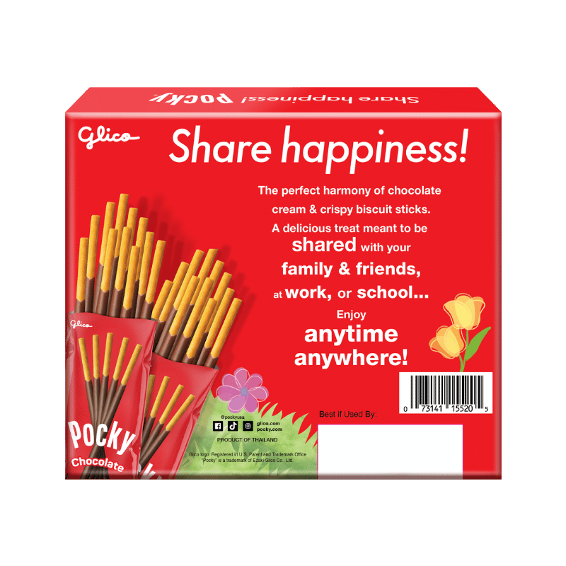 A back side packaging of Easter Pocky Chocolate Share Pack