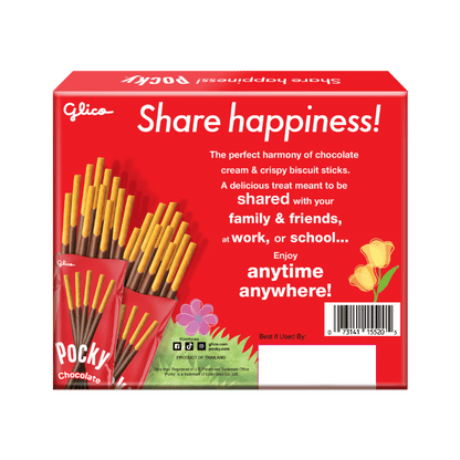 A back side packaging of Easter Pocky Chocolate Share Pack