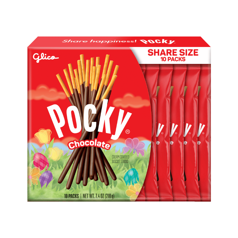 A front side packaging of Easter Pocky Chocolate Share Pack