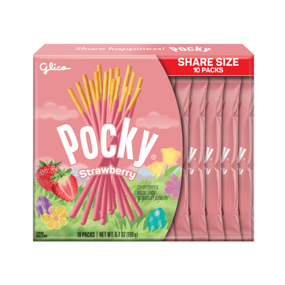 A front side packaging of Easter Pocky Strawberry Share Pack