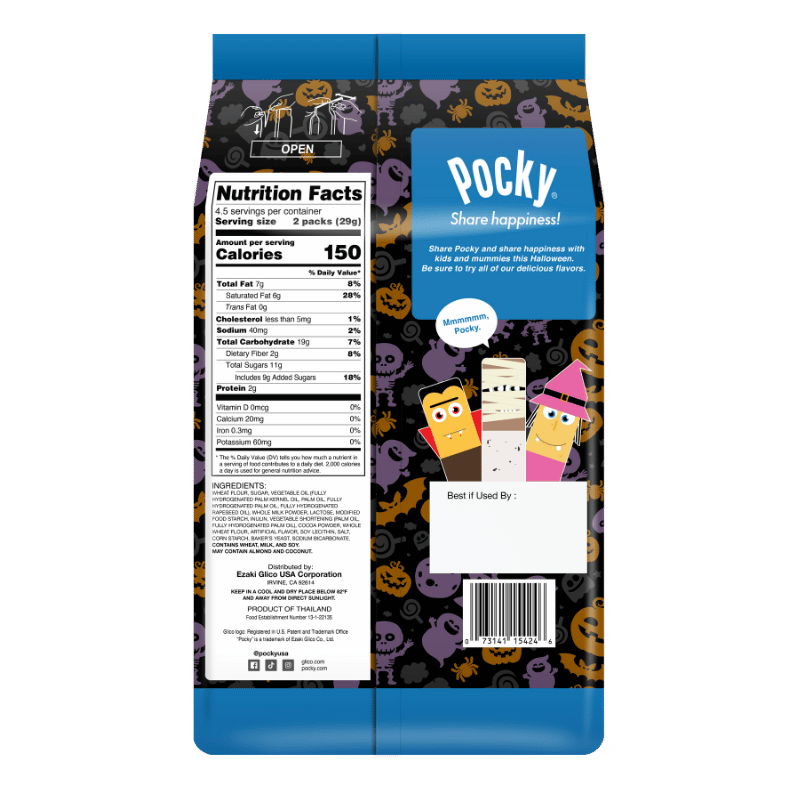Halloween Pocky Family Pack Strawberry - Back Packaging - Ingredients and Nutrition Facts