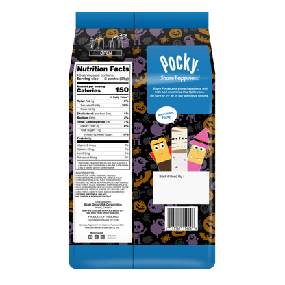 Halloween Pocky Family Pack Strawberry - Back Packaging - Ingredients and Nutrition Facts