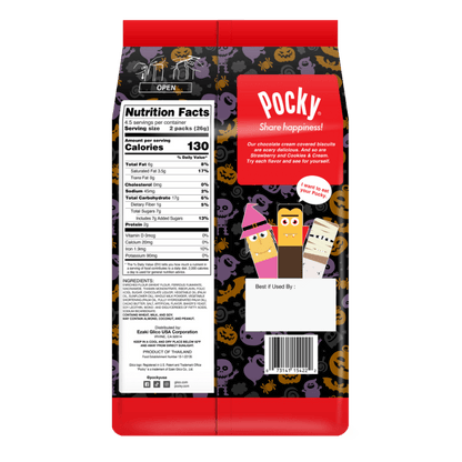 Halloween Pocky Family Pack Chocolate - Back Packaging - Ingredients and Nutrition Facts
