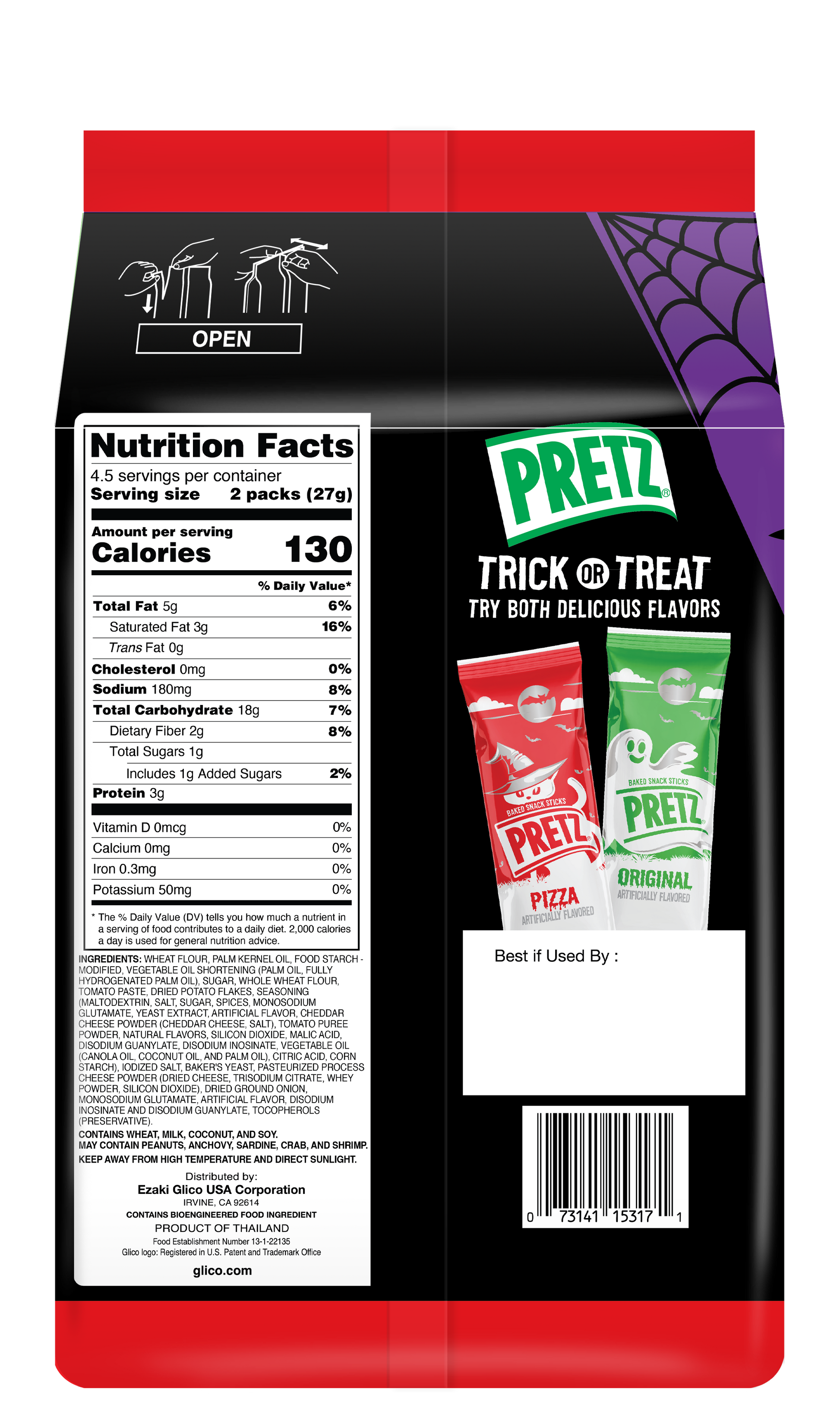 Pretz Original Halloween Pack - Pizza (Back)