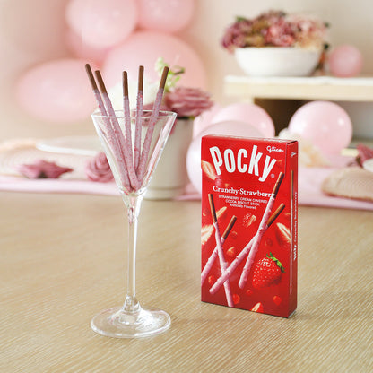 Pocky Crunchy Strawberry sticks in a glass