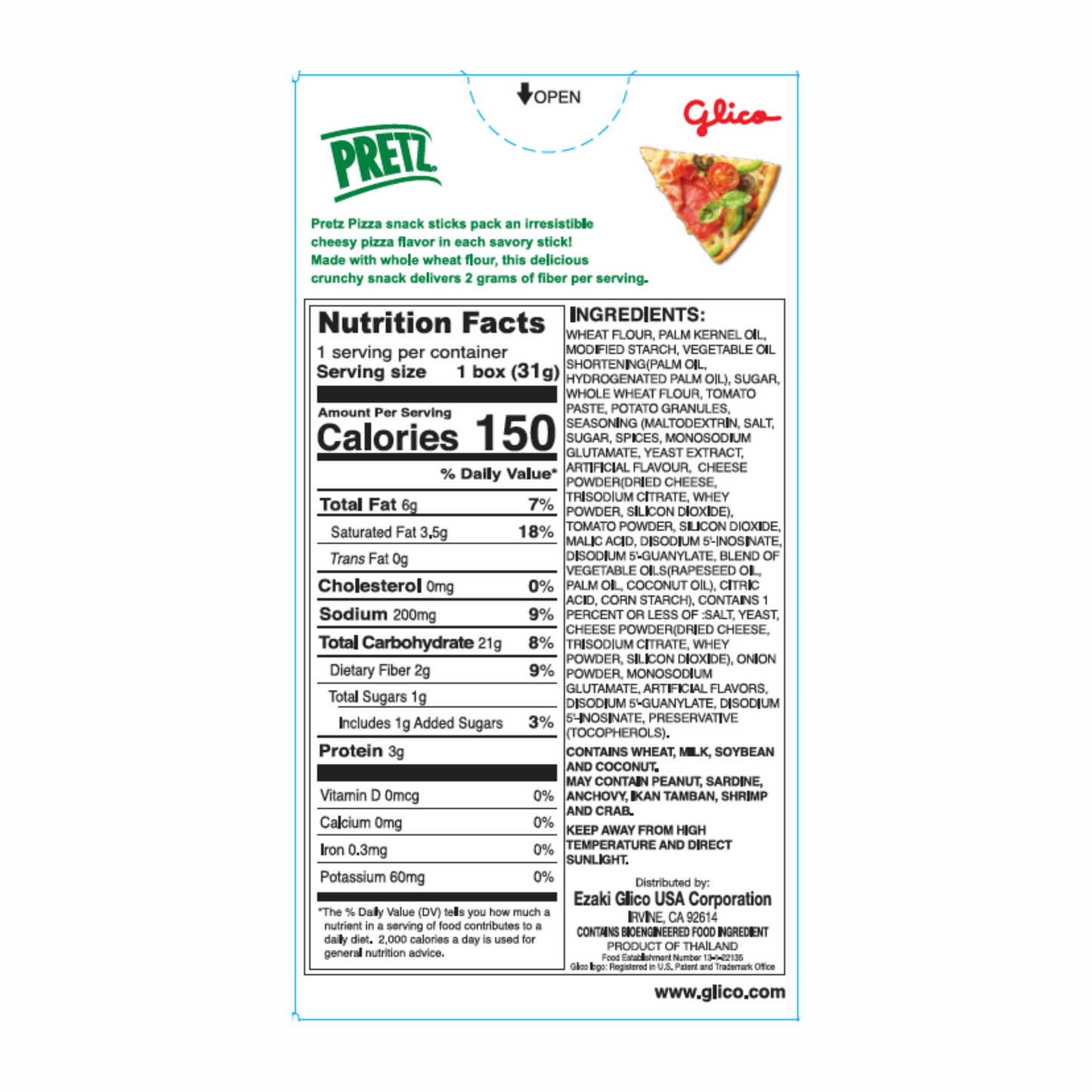 Pretz Pizza - Back Nutrition Facts