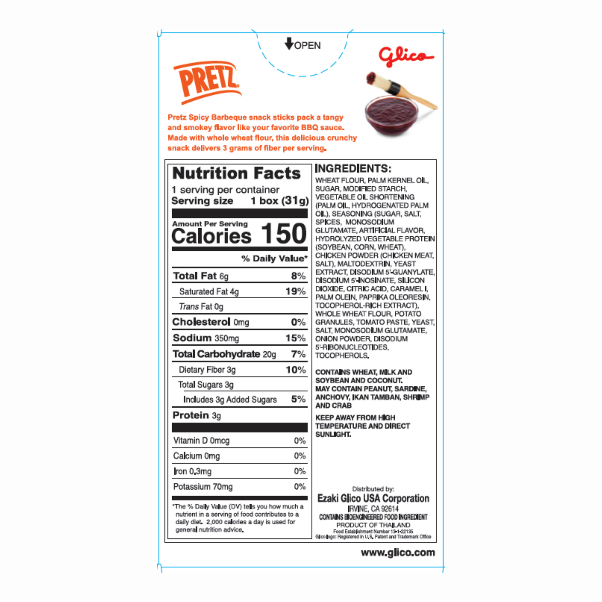 Pretz Spicy Barbeque - back Nutrition Facts