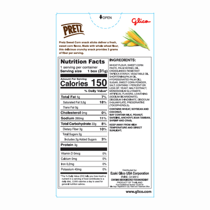 Pretz Sweet Corn - Back Nutrition Facts