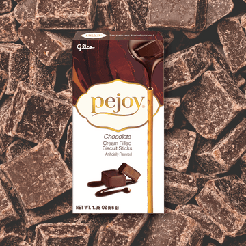 Pejoy Chocolate with Chocolate Background