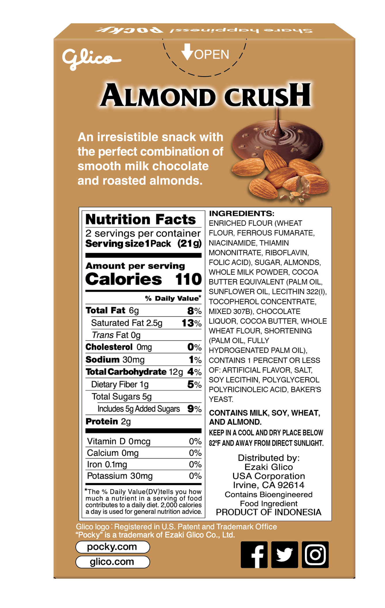 Pocky Almond Crush - back Nutrition Facts