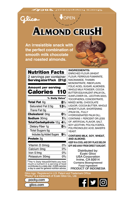 Pocky Almond Crush - back Nutrition Facts