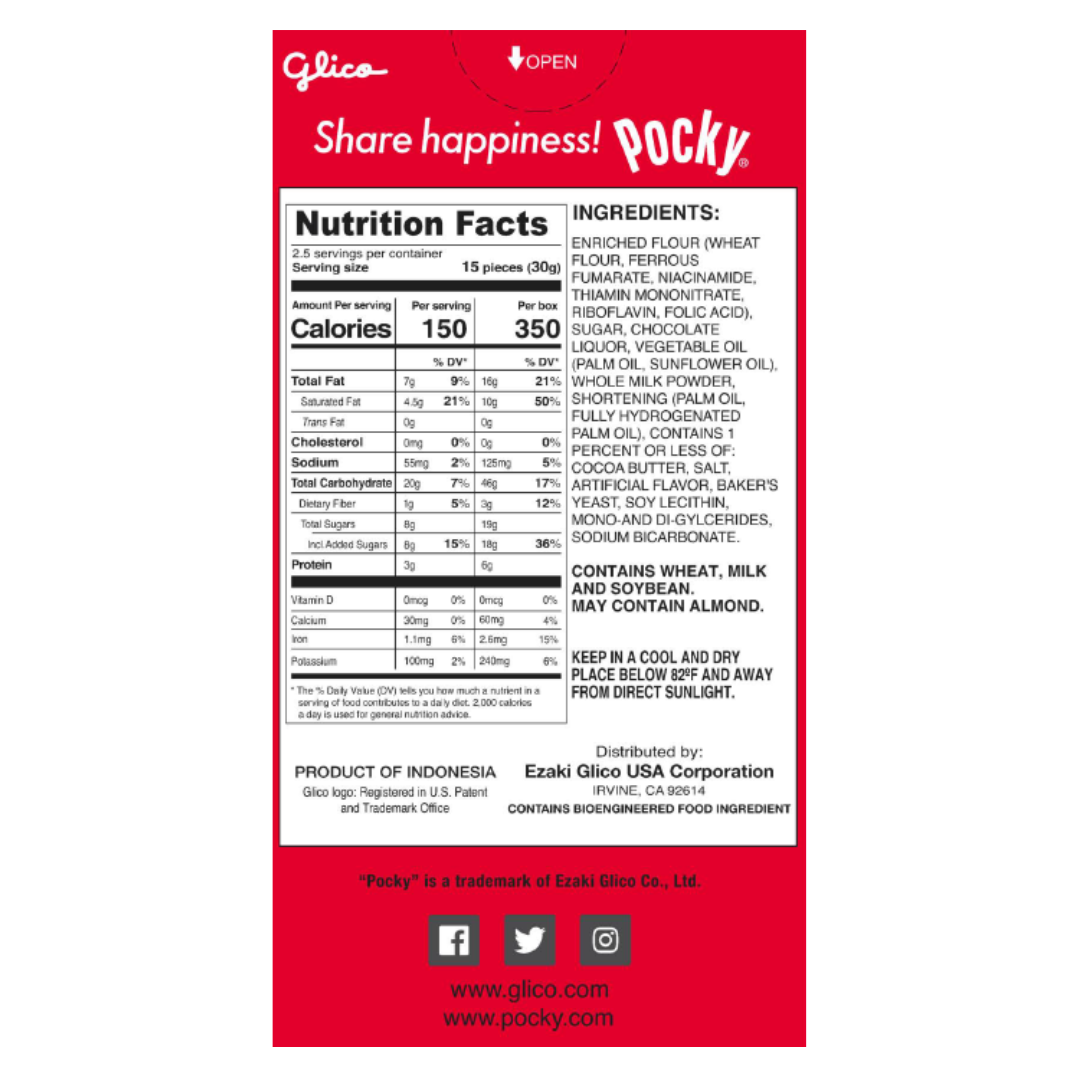 Pocky Chocolate - back Nutrition Facts