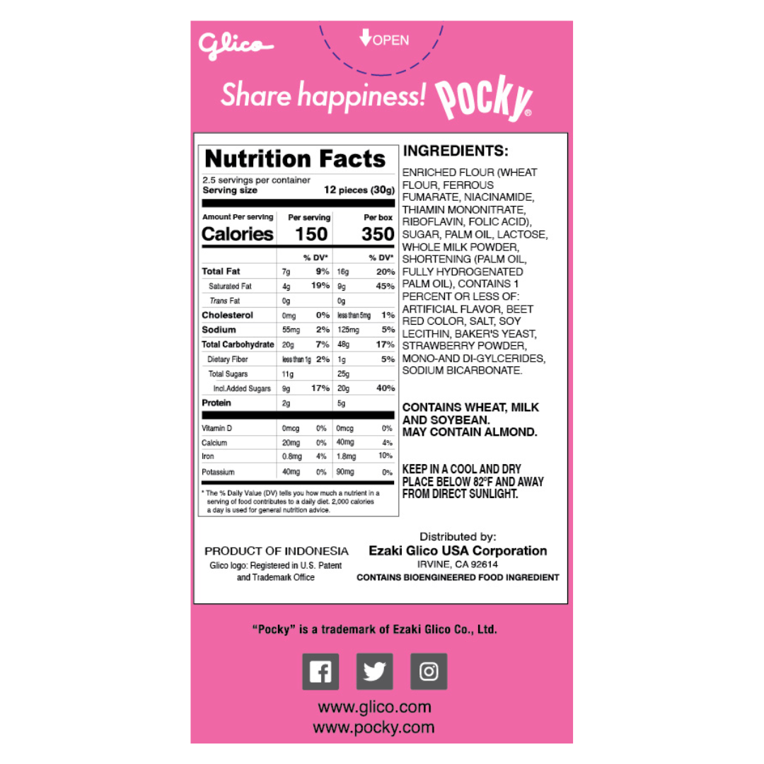 Pocky Strawberry - back Nutrition Facts