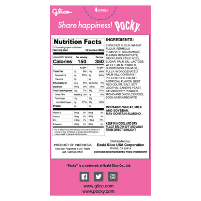 Pocky Strawberry - back Nutrition Facts