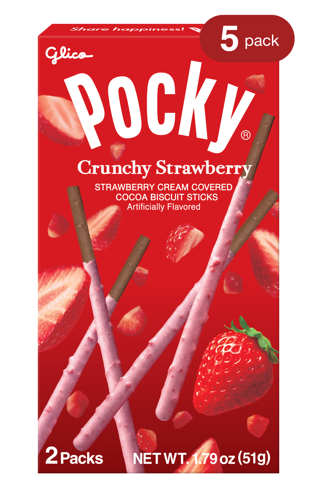 Pocky Crunchy Strawberry 1.79 oz - Front