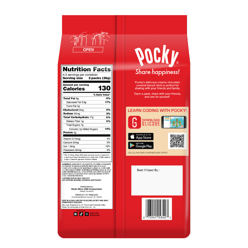 Pocky Chocolate 4.13oz (Non-GMO) - Back