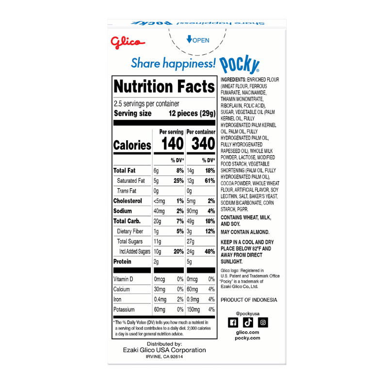 Pocky Cookies & Cream 2.47 oz (Non-GMO) - Back