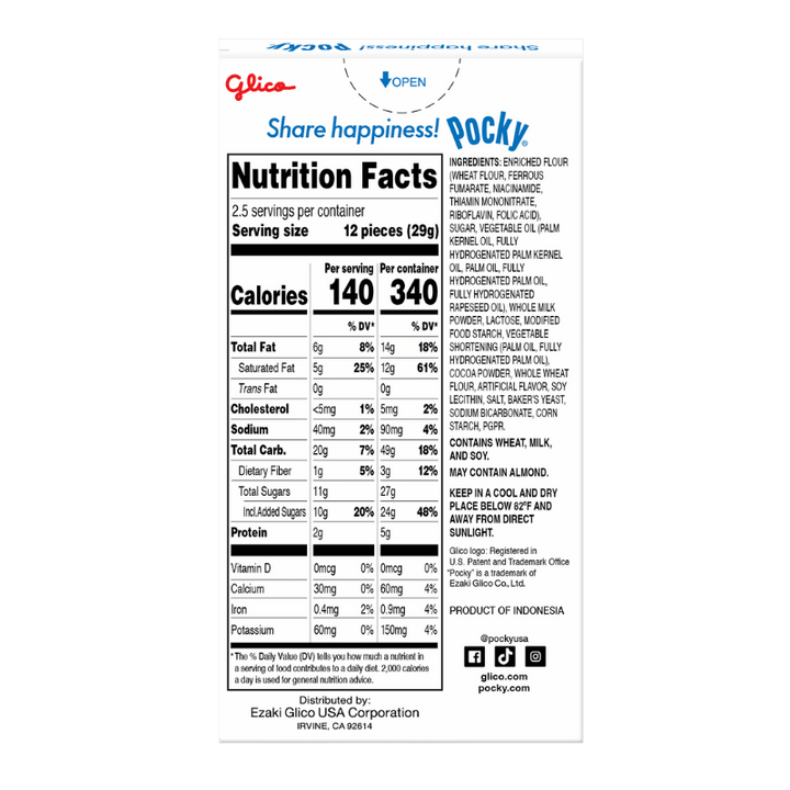 Pocky Cookies & Cream 2.47 oz (Non-GMO) - Back