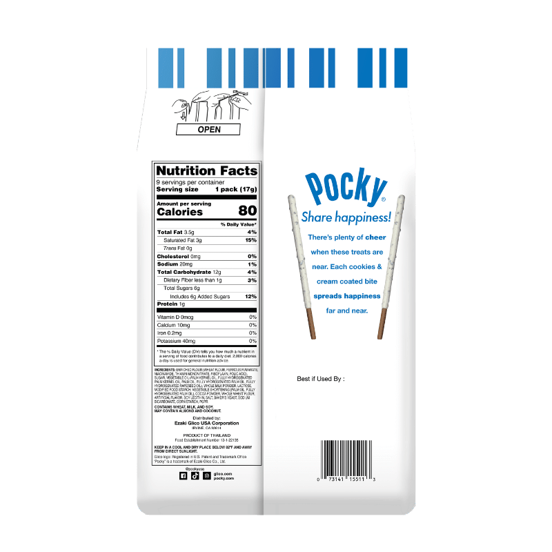 Pocky Cookies & Cream 5.40 oz (Non-GMO) - Back