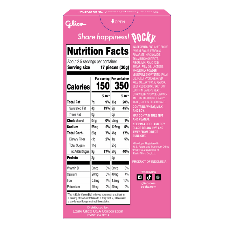 Pocky Strawberry 2.47 oz (Non-GMO) - Back