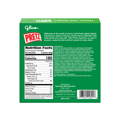 Pretz Lightly Salted - Family Size Back Side of Packaging with Ingredients and Nutrition Facts