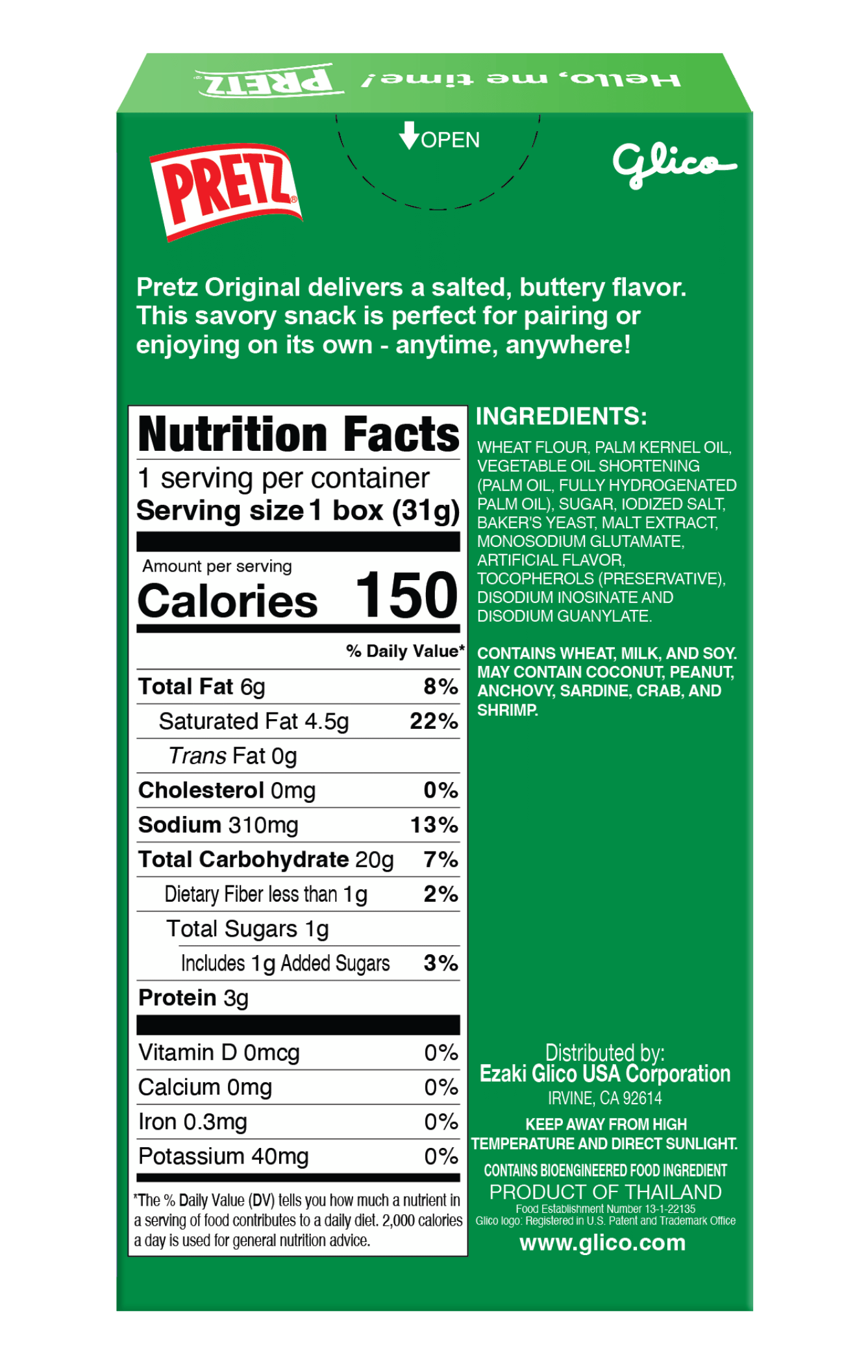 Pretz Original 1.09oz - Nutrition Facts & Ingredients