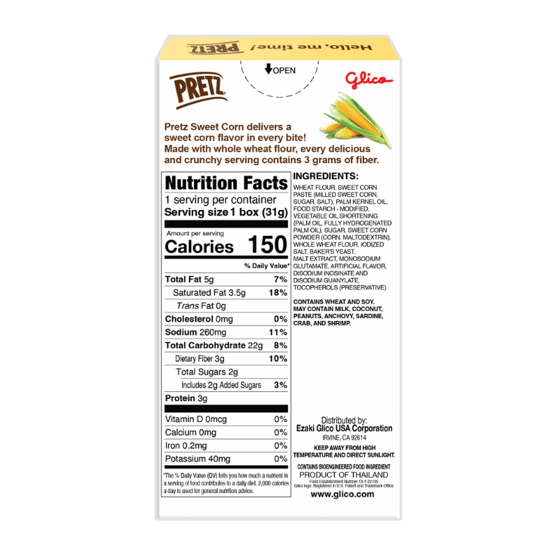 PRETZ Sweet Corn 1.09 oz (GMO) - Back