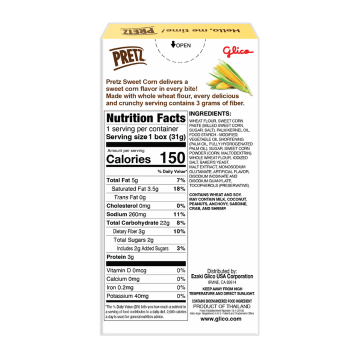 PRETZ Sweet Corn 1.09 oz (GMO) - Back