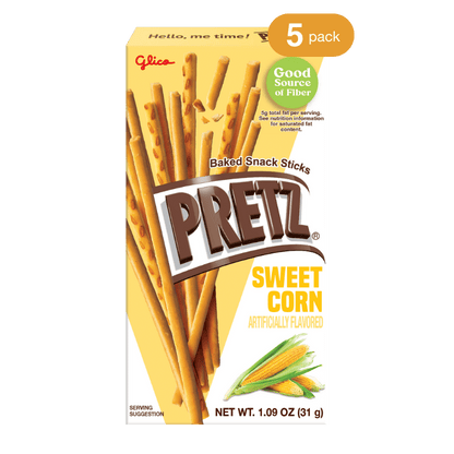 Front package of Glico Pretz Sweet Corn snack sticks
