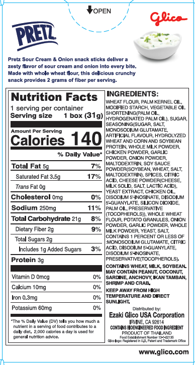 Pretz Sour Cream & Onion - Back Nutrition Facts